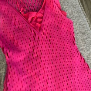 Hot pink ASOS fitted dress with slip